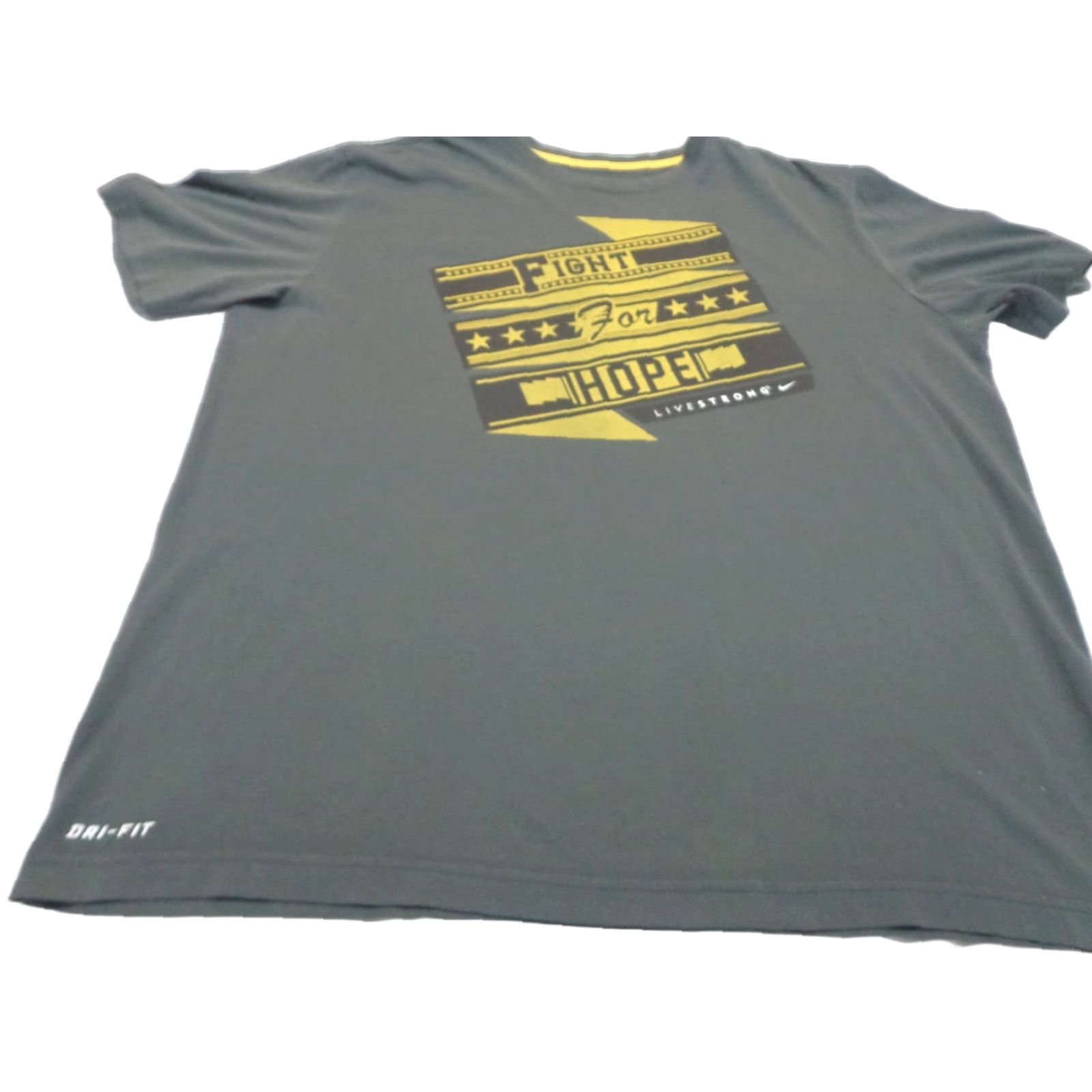 Nike Nike Dri-Fit Shirt FIGHT FOR HOPE Gray Live Strong T Shirt XL Men - Nike Dri-FIT Short Sleeve Activewear Shirt, Size XL, Gray, Mens Size US XL / EU 56 / 4 - 1 Thumbnail