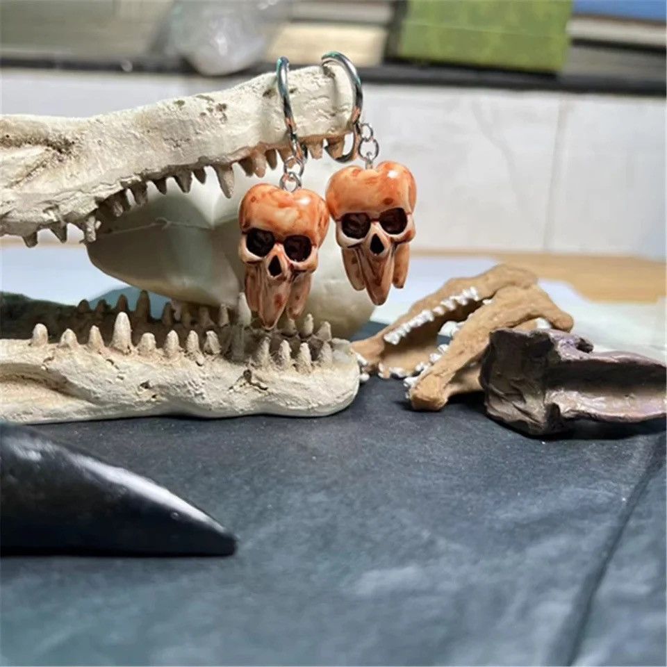 Jewelry Skull Tooth Resin Hoop Earrings 🦷 Size ONE SIZE - 2 Thumbnail
