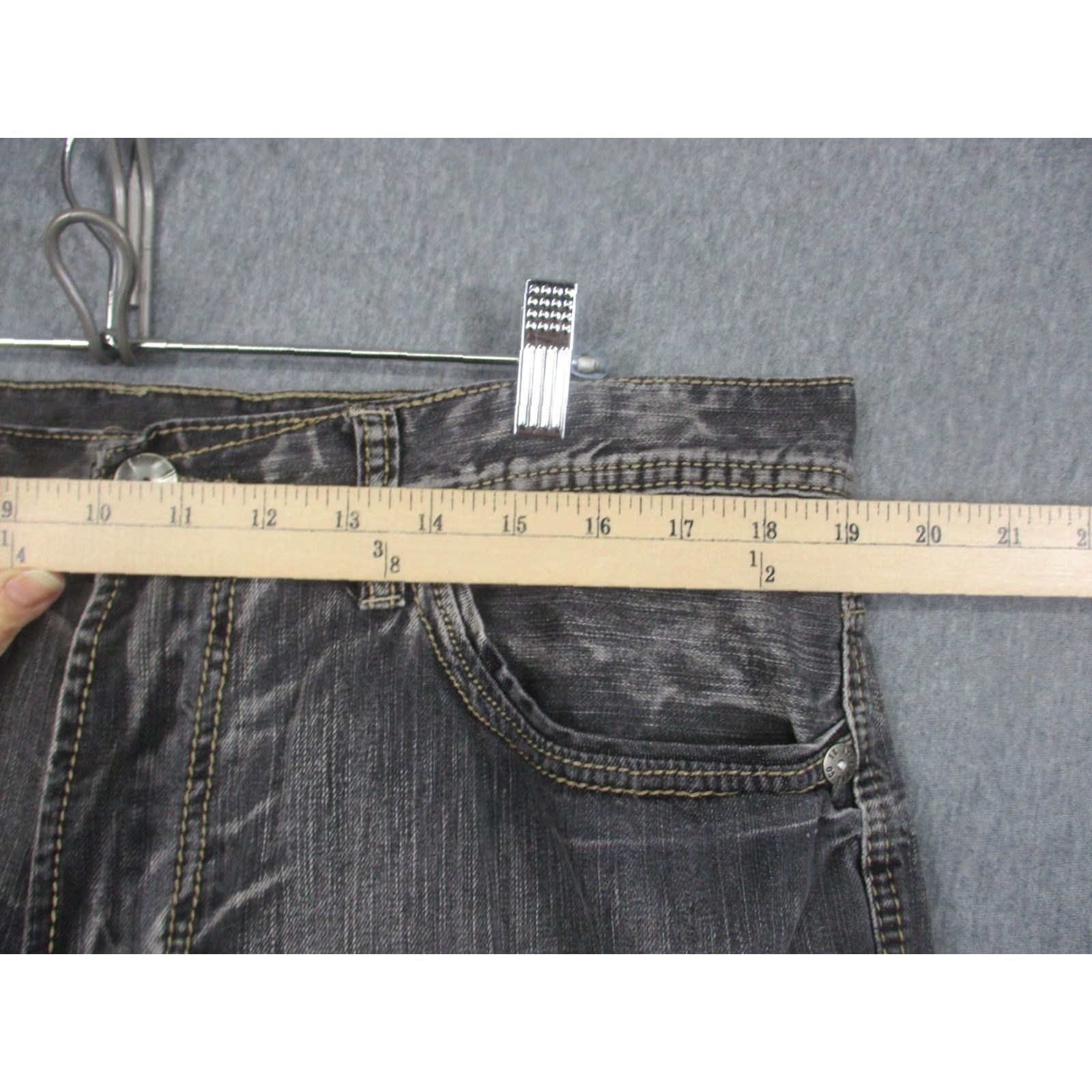 Denime Axel Jeans Mens 36x34 Gray Relaxed Straight Charcoal Wash Embroidered Denim Size US 36 / EU 52 - 5 Thumbnail