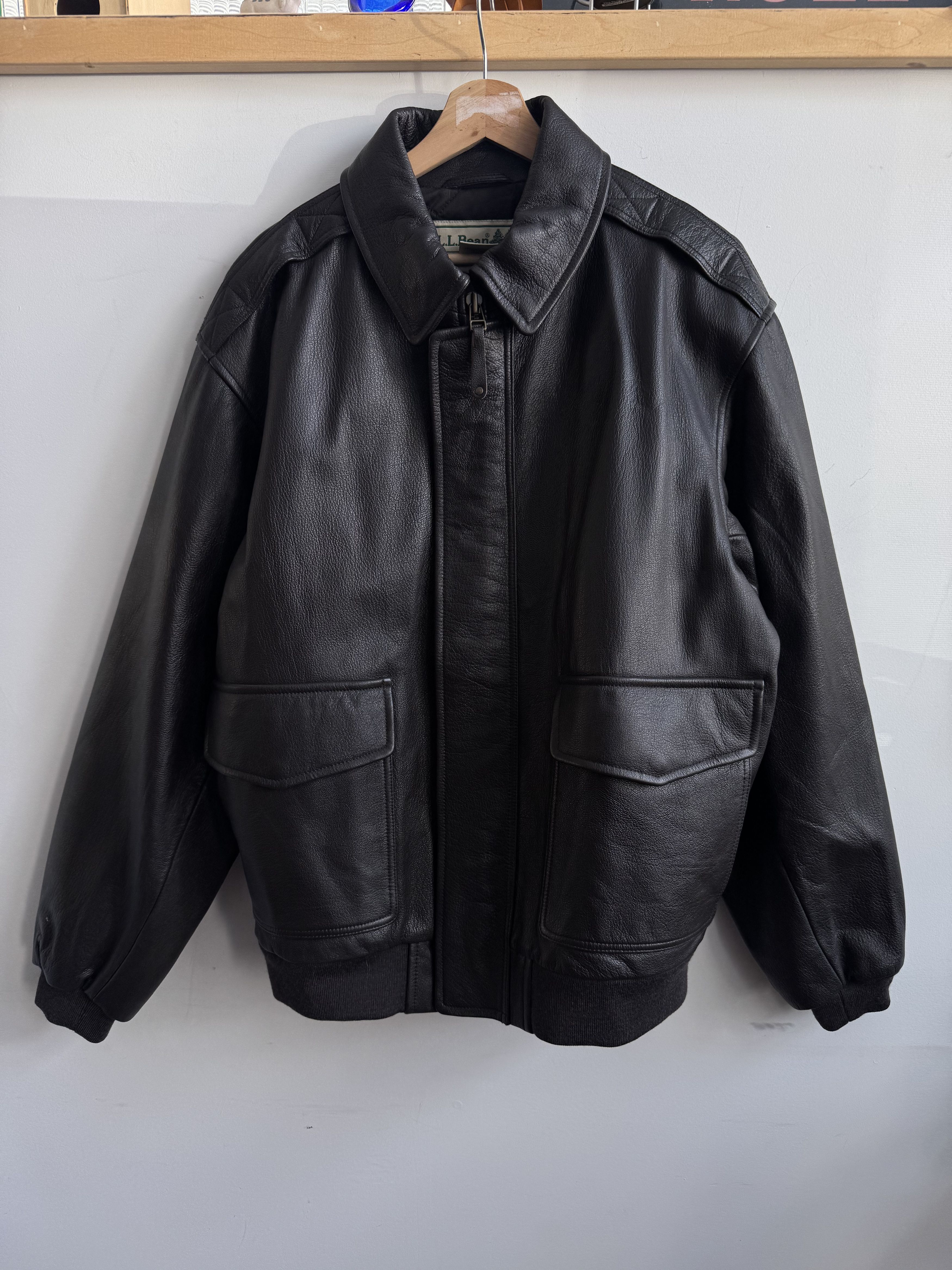 L.L. Bean 90s LL Bean A2 Bomber Flight Leather Jacket Size XL Size US XL / EU 56 / 4 - 1 Thumbnail