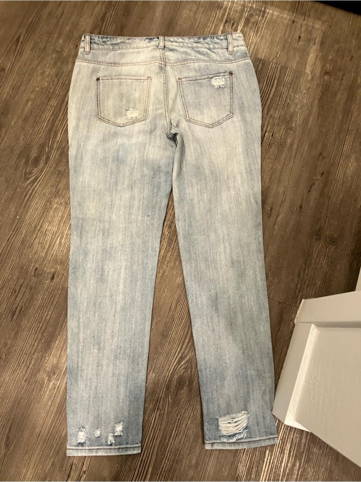 Shein NIB Light Blue Distressed Skinny Jeans Size 42" / US 20 - 3 Thumbnail