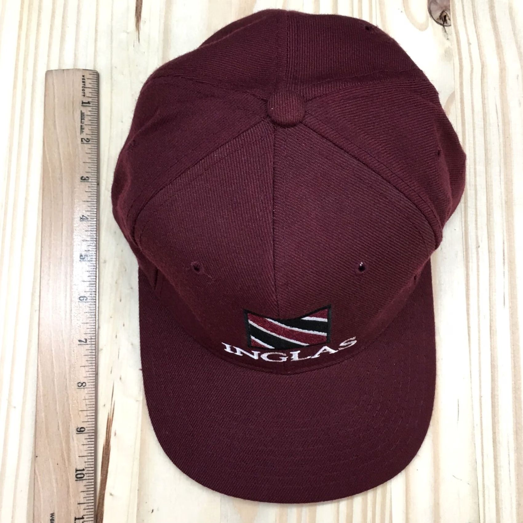 Vintage INGLAS Logo Snapback Cap Hat Mens One Size Maroon Adjustable Embroidered Yupoong Size ONE SIZE - 3 Thumbnail