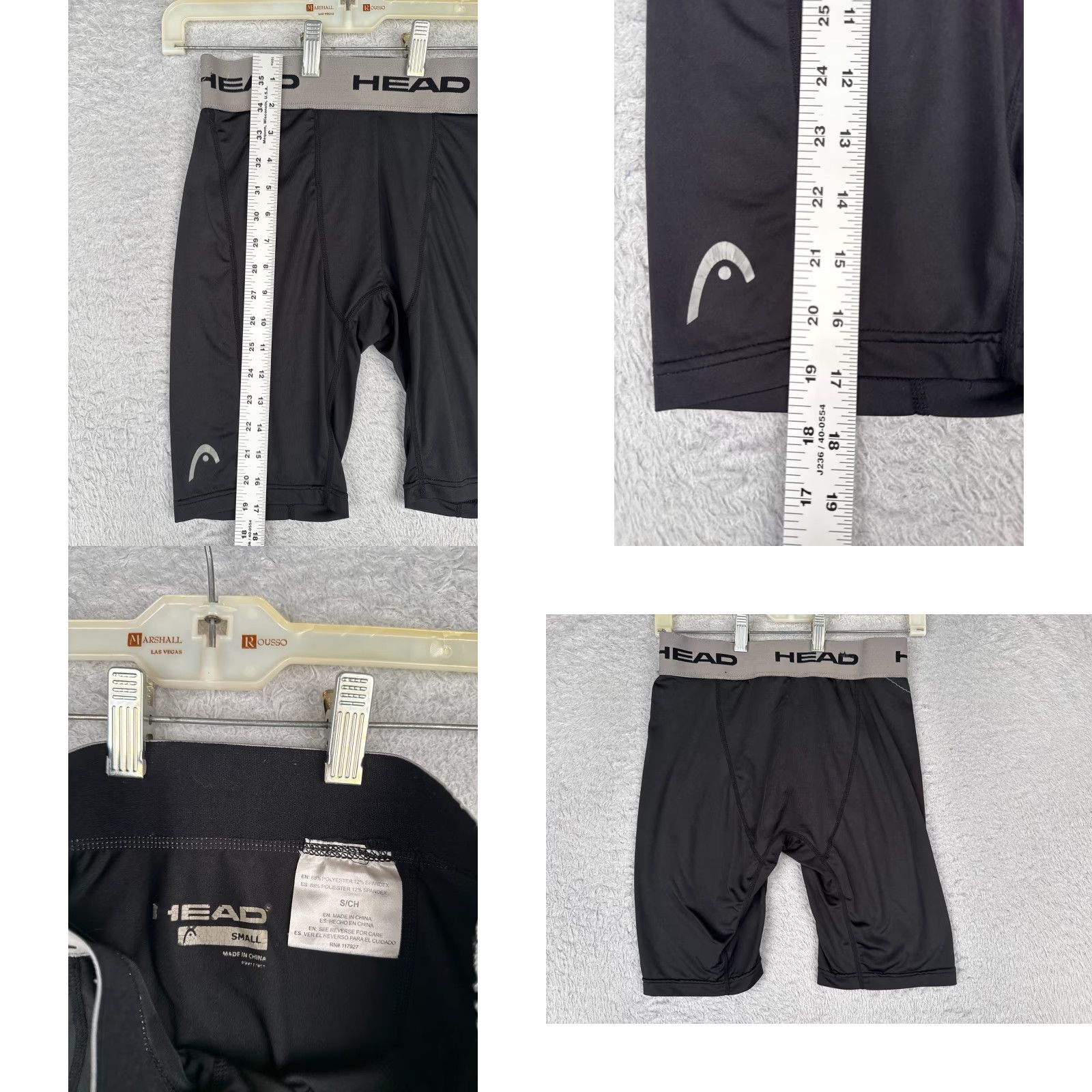 Vintage HEAD Men Shorts Small Black Spandex Polyester Athletic Compression Waistband Workout Sports Gym Size US 29 - 8 Thumbnail