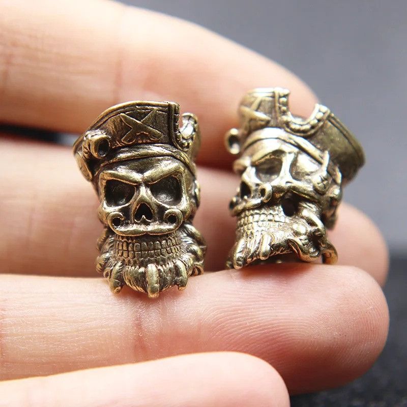 Handmade 3Pcs Pirate Skull Knife Beads Paracord Bead Zipper Umbrella Size ONE SIZE - 1 Thumbnail
