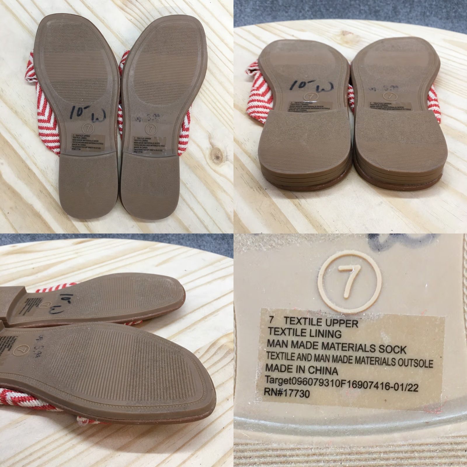 Vintage Universal Thread Sandals Womens 7 Louise Knotted Slip On Flats Slide White Red Size US 7 / IT 37 - 8 Thumbnail