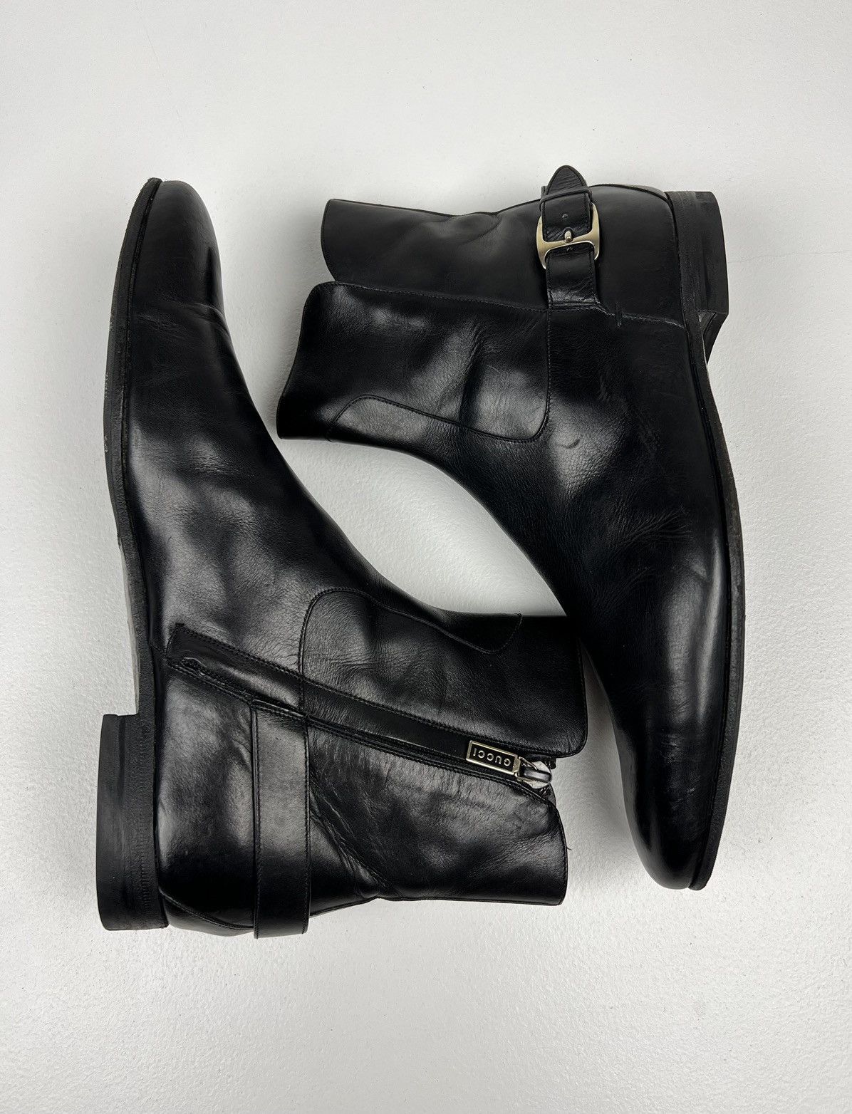 Gucci GUCCI Boots Ankle Leather Shoes Side Zip Straps Black Men’s Size US 7.5 / EU 40-41 - 13 Thumbnail