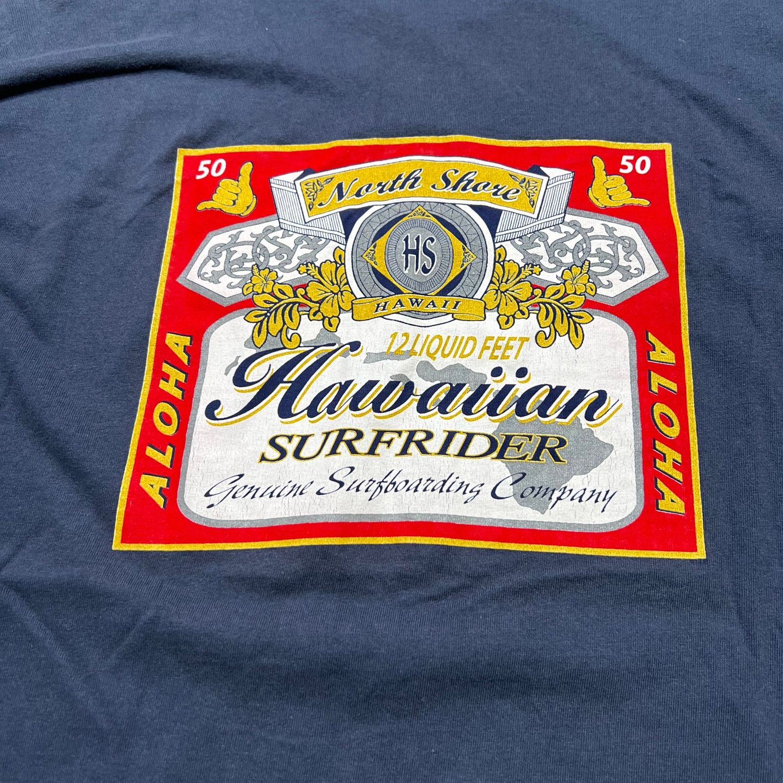 Hanes Y2K Aloha North Shore HS Hawaiian Surfrider Blue T-Shirt L Size US L / EU 52-54 / 3 - 7 Thumbnail