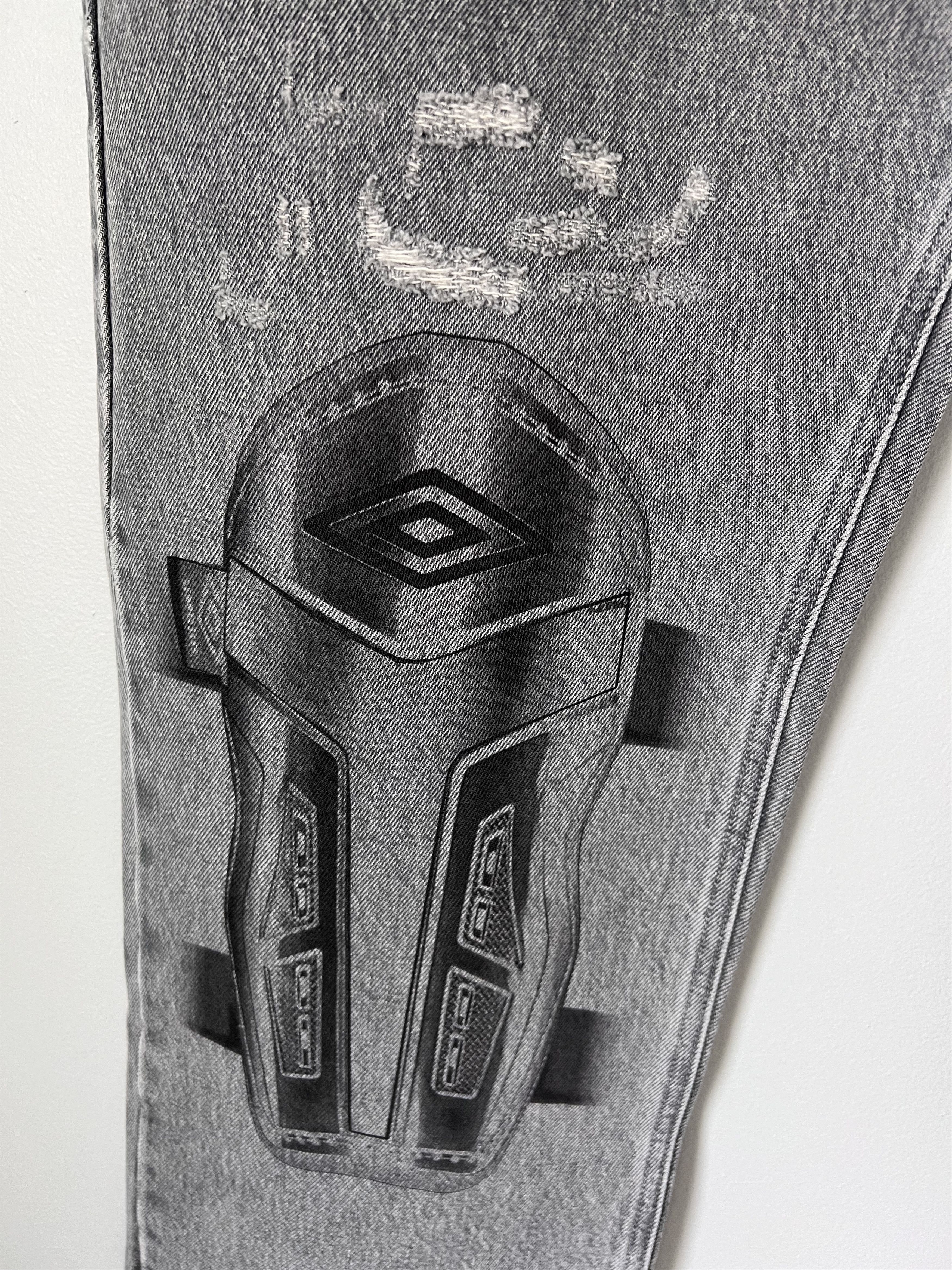 Slam Jam × Umbro Umbro Slam Jam Penalty Culture Lasered Logo Jeans in Grey Size US 34 / EU 50 - 4 Thumbnail