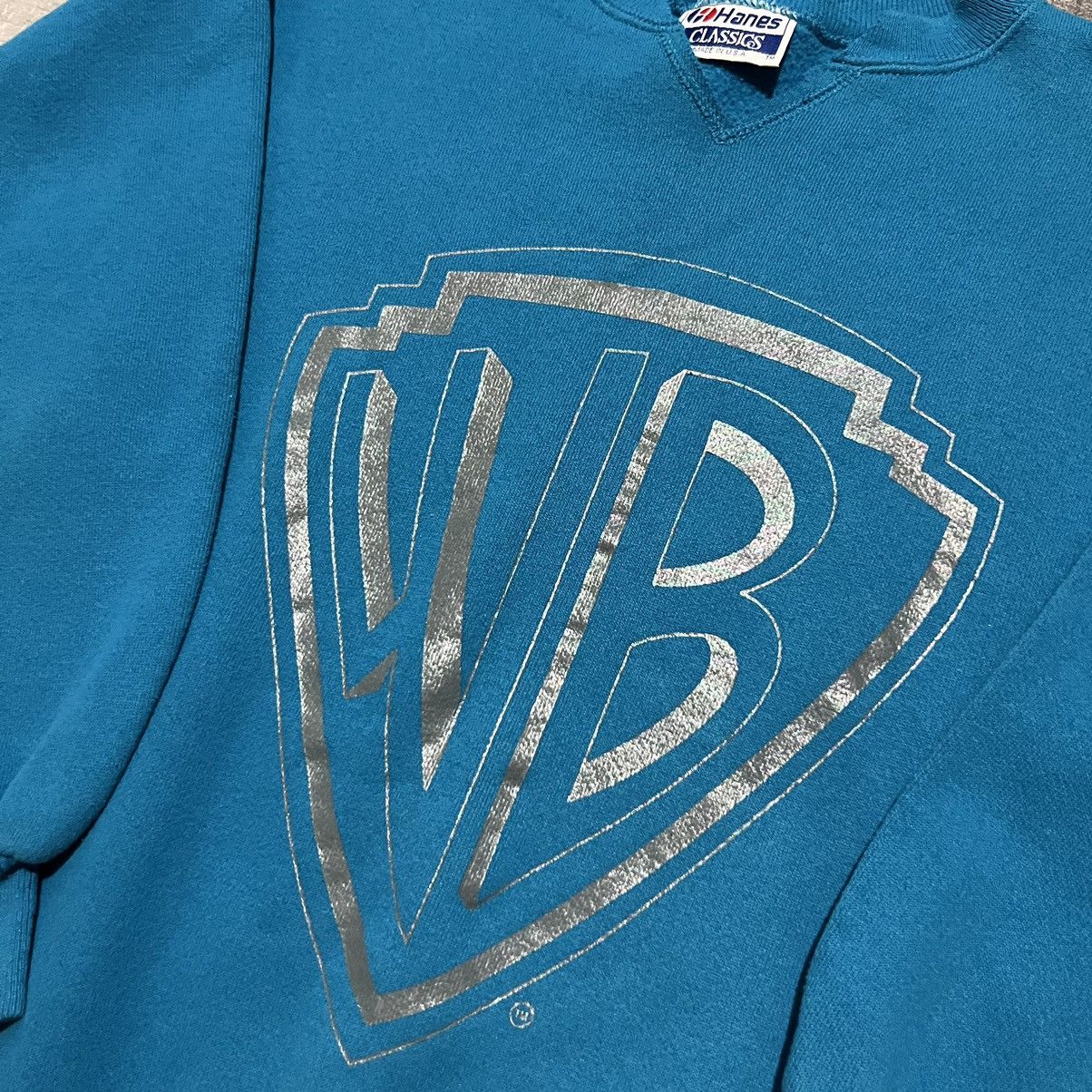 Hanes × Vintage VTG Warner Bros Studio Logo Blue Cartoon Hanes Sweatshirt Size S / US 4 / IT 40 - 2 Thumbnail