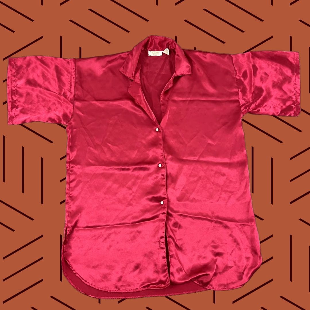 Victoria's Secret Vintage Victoria's Secret Shirt Womens P/S Petite Small Red Pajama Sleep Button Size S / US 4 / IT 40 - 1 Thumbnail