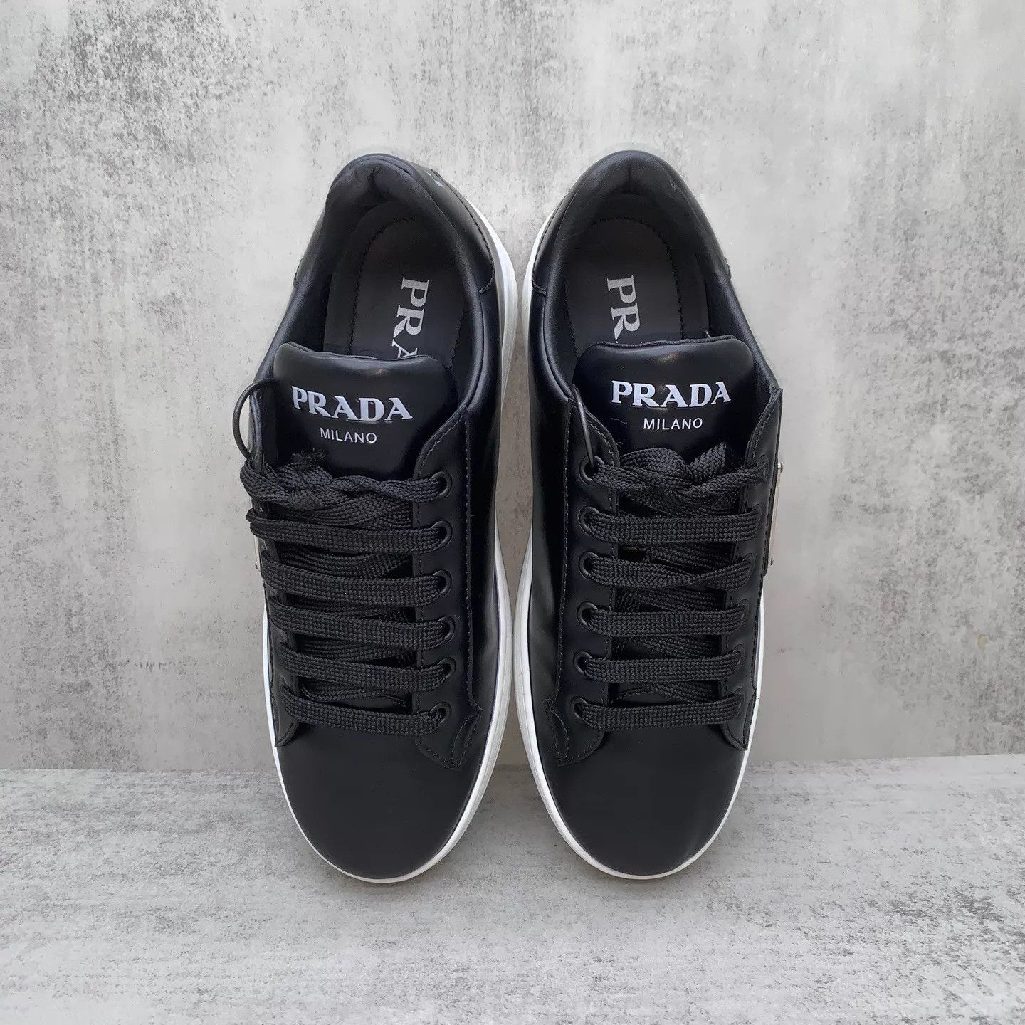 Prada Prada Black Tri Logo Sneaker Women's 36.5 95 New Size US 5.5 / IT 35.5 - 6 Thumbnail
