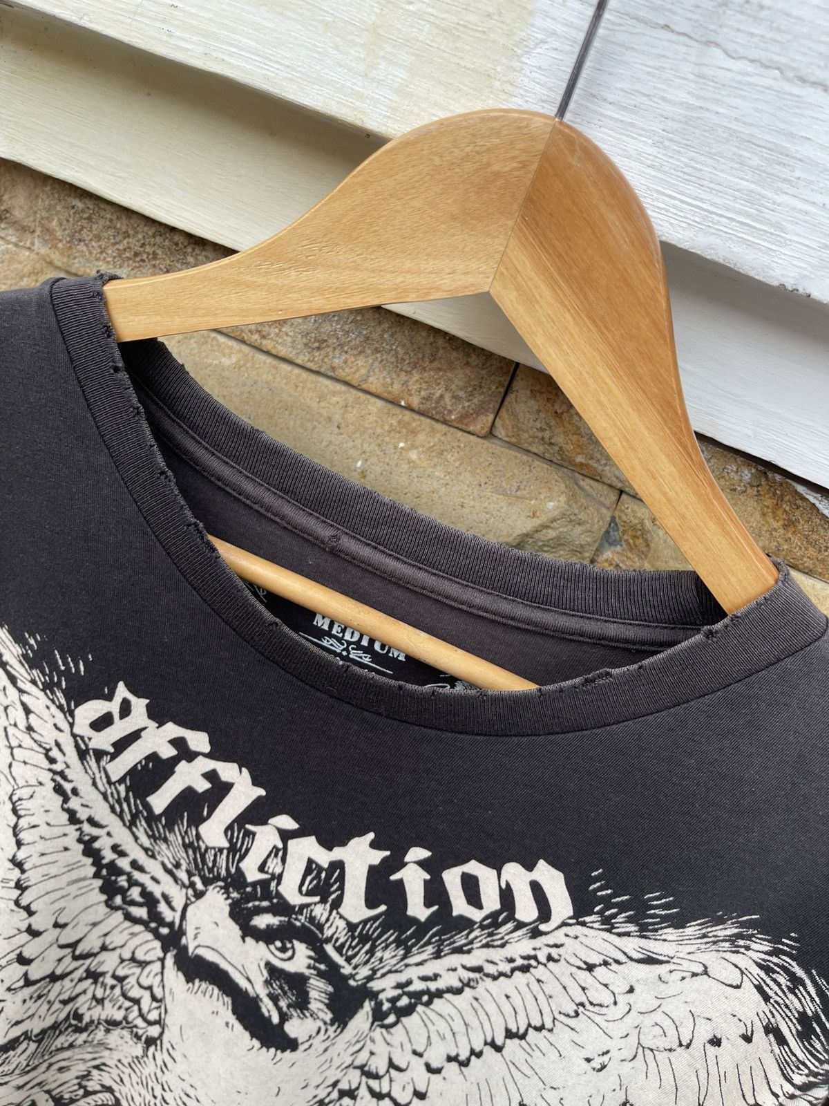 Affliction × Haunted Mound THRASHED🔥AFFLICTION🔥Distressed Sun Faded Black Tshirt Size US M / EU 48-50 / 2 - 7 Thumbnail
