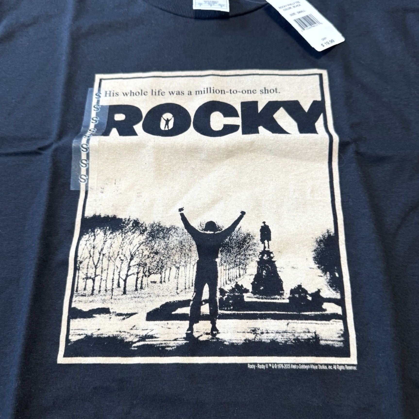 Vintage VINTAGE Rocky Balboa Shirt Mens Small Black T-Shirt Crew Neck Cotton Knit Logo Graphic Print Movie Rocky Philadelphia Museum Steps Size US S / EU 44-46 / 1 - 2 Thumbnail