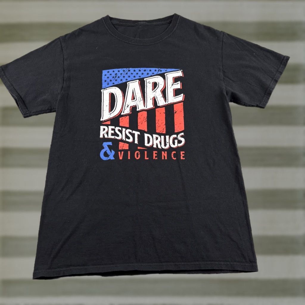 Doublet D.A.R.E T Shirt Mens Small Black Double Sided Drug Resistance DARE Shirt Short Sleeve Crew Neck Graphic Tee Mens Black 90s Theme Logo Size US S / EU 44-46 / 1 - 1 Thumbnail