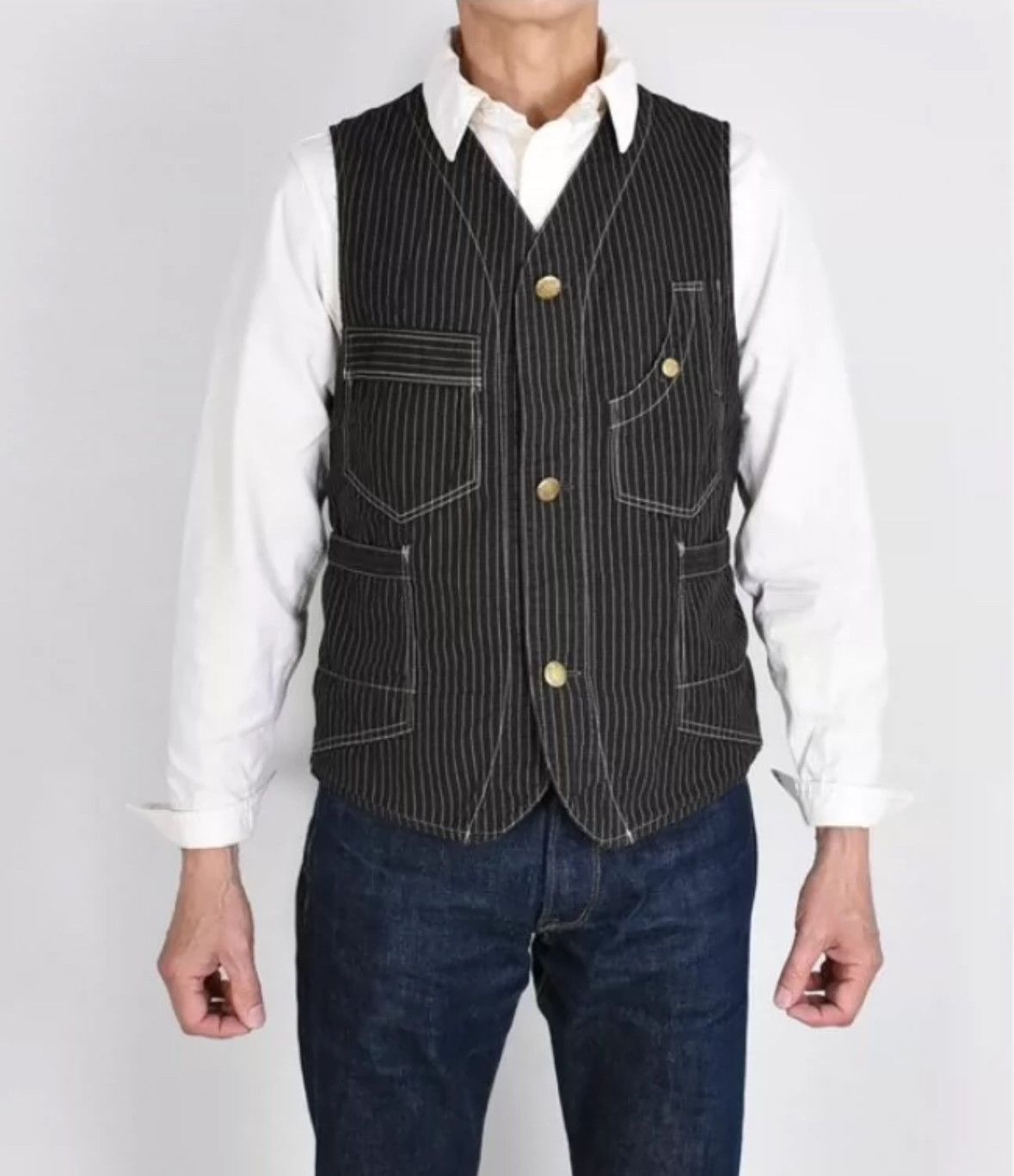 image of Freewheelers 2021 Vintage Work Vest in Black, Men's (Size Medium)