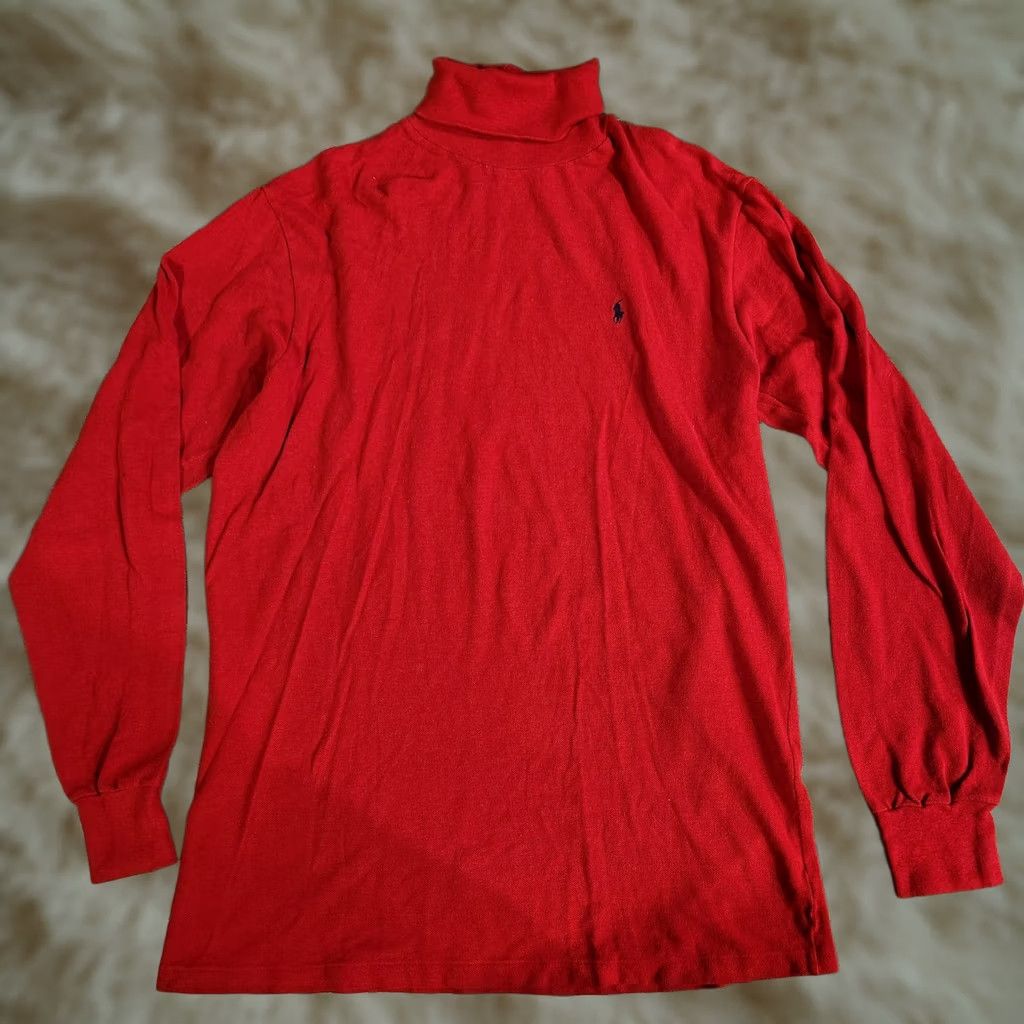 Polo Ralph Lauren VINTAGE Polo Ralph Lauren Sweater Mens Large Red Turtleneck Pullover Made In USA Size US L / EU 52-54 / 3 - 1 Thumbnail