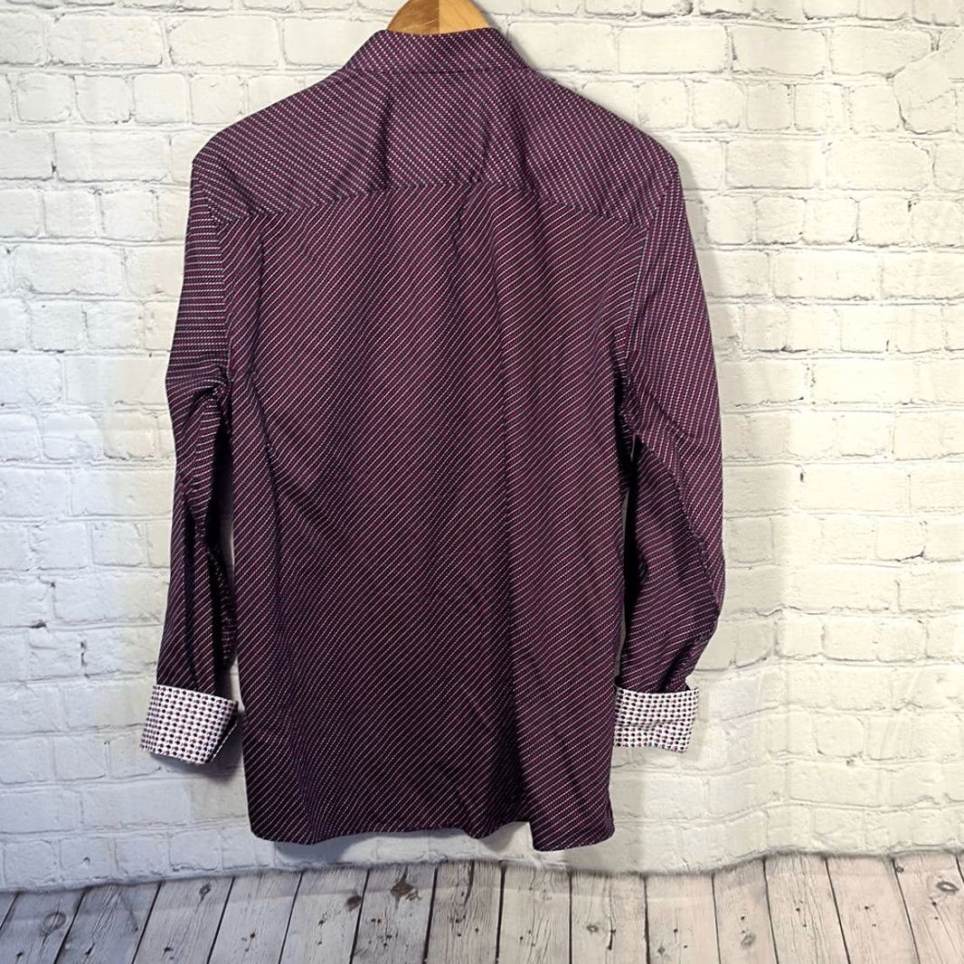 Johnston & Murphy Johnston & Murphy Shirt Mens Medium Red Blue Flip Cuff Fish All Over Print AOP Geometric Print Long Sleeve Button-Up Reg Regular Color Multicolor B2B Size US M / EU 48-50 / 2 - 5 Thumbnail