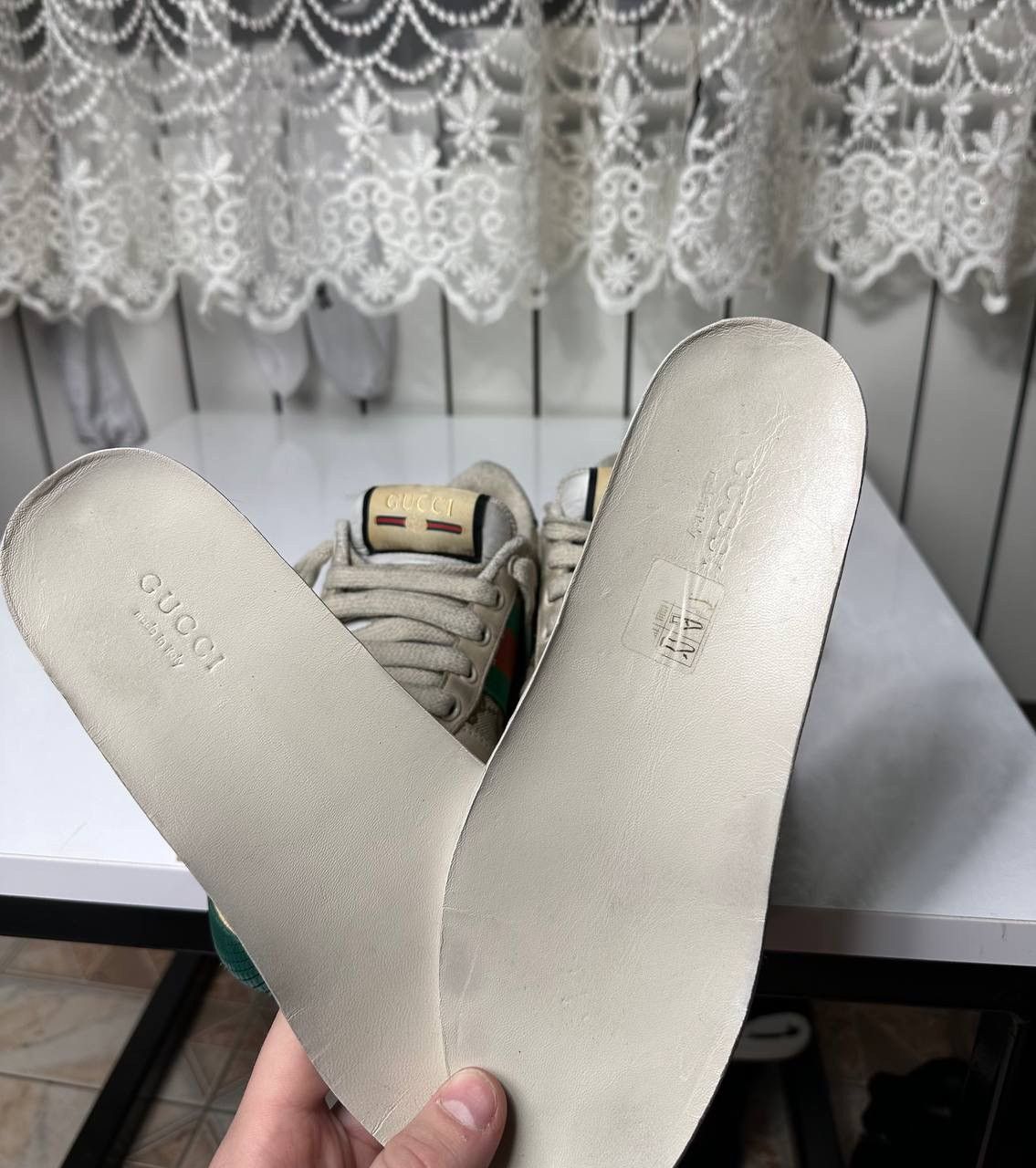 Gucci Gucci Screener Leather GG Canvas Double G Logo Sneakers Size US 5.5 / IT 35.5 - 22 Thumbnail