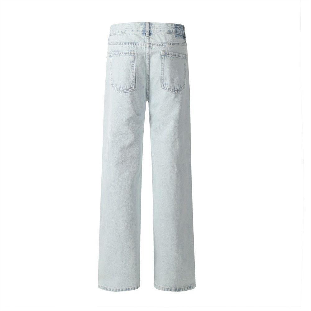 Jean Men's washed straight leg loose casual light-colored jeans Size US 32 / EU 48 - 2 Thumbnail
