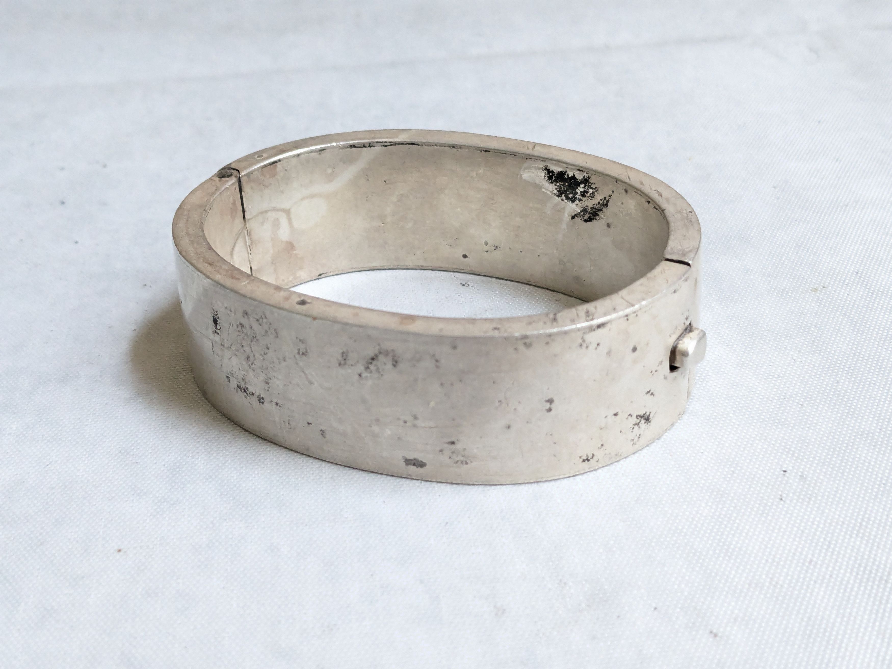 Jewelry Vintage Sterling Silver Bracelet Hinge Modern Bangle 7" Size ONE SIZE - 1 Thumbnail