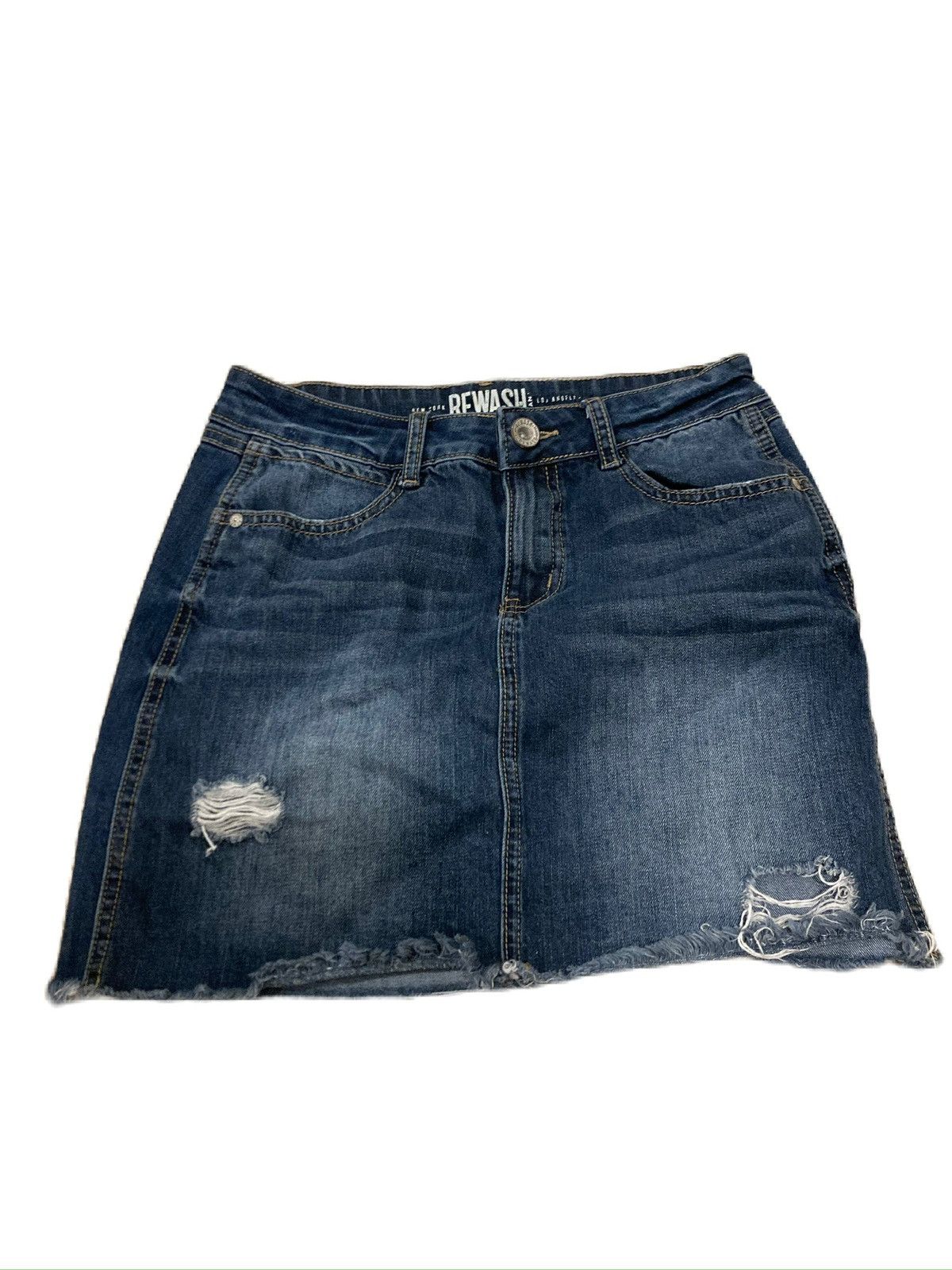 NO ID Rewash Women’s Denim Navy Mini Skirt Vintage Reunion Sz. 3 Size 26" / US 2 / IT 38 - 1 Thumbnail