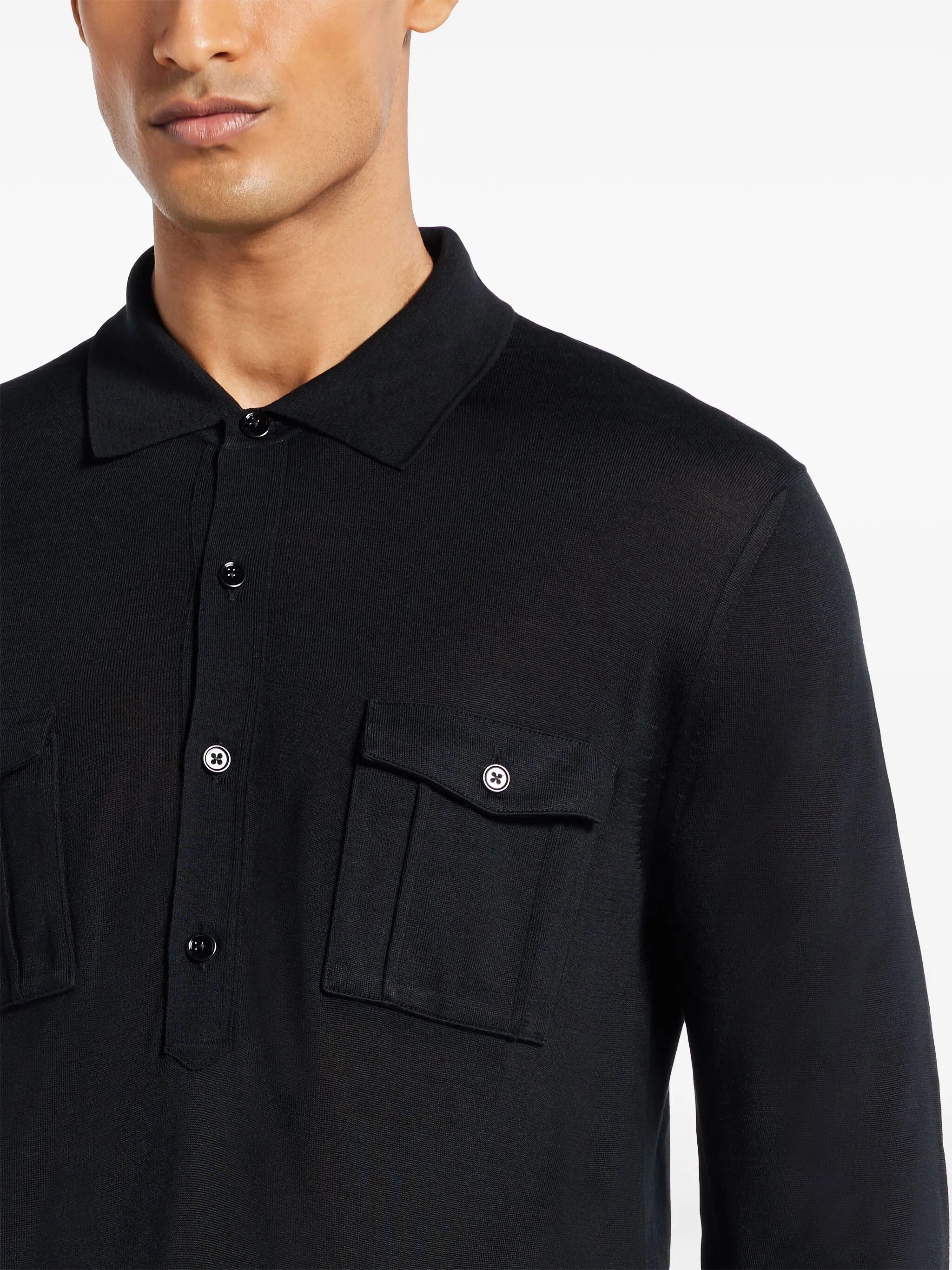 Tom Ford o1loc1c0525 KPL026 Polo Sweater in Black Size US M / EU 48-50 / 2 - 5 Thumbnail