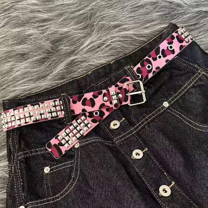 Japanese Brand Pink Leopard Belt 110 cm Size ONE SIZE - 3 Thumbnail