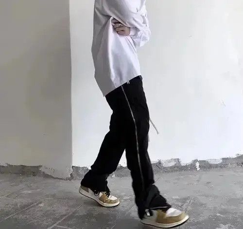 Japanese Brand × Vintage Black Full Zip Drawstring Sweatpants Size US 33 - 3 Thumbnail