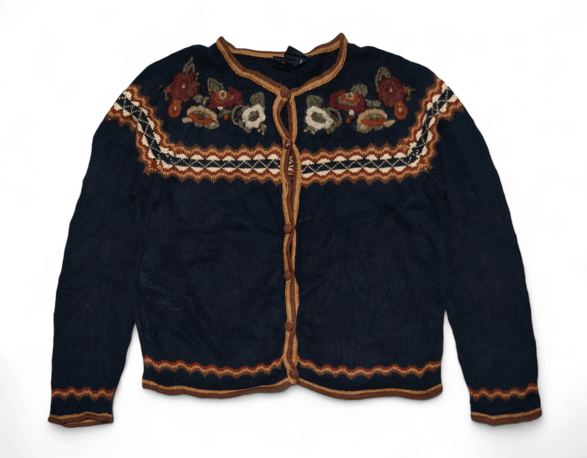 Other Vintage ERIKA Floral Embroidered Motifs Pattern Knit Sweater Size L / US 10 / IT 46 - 2 Thumbnail