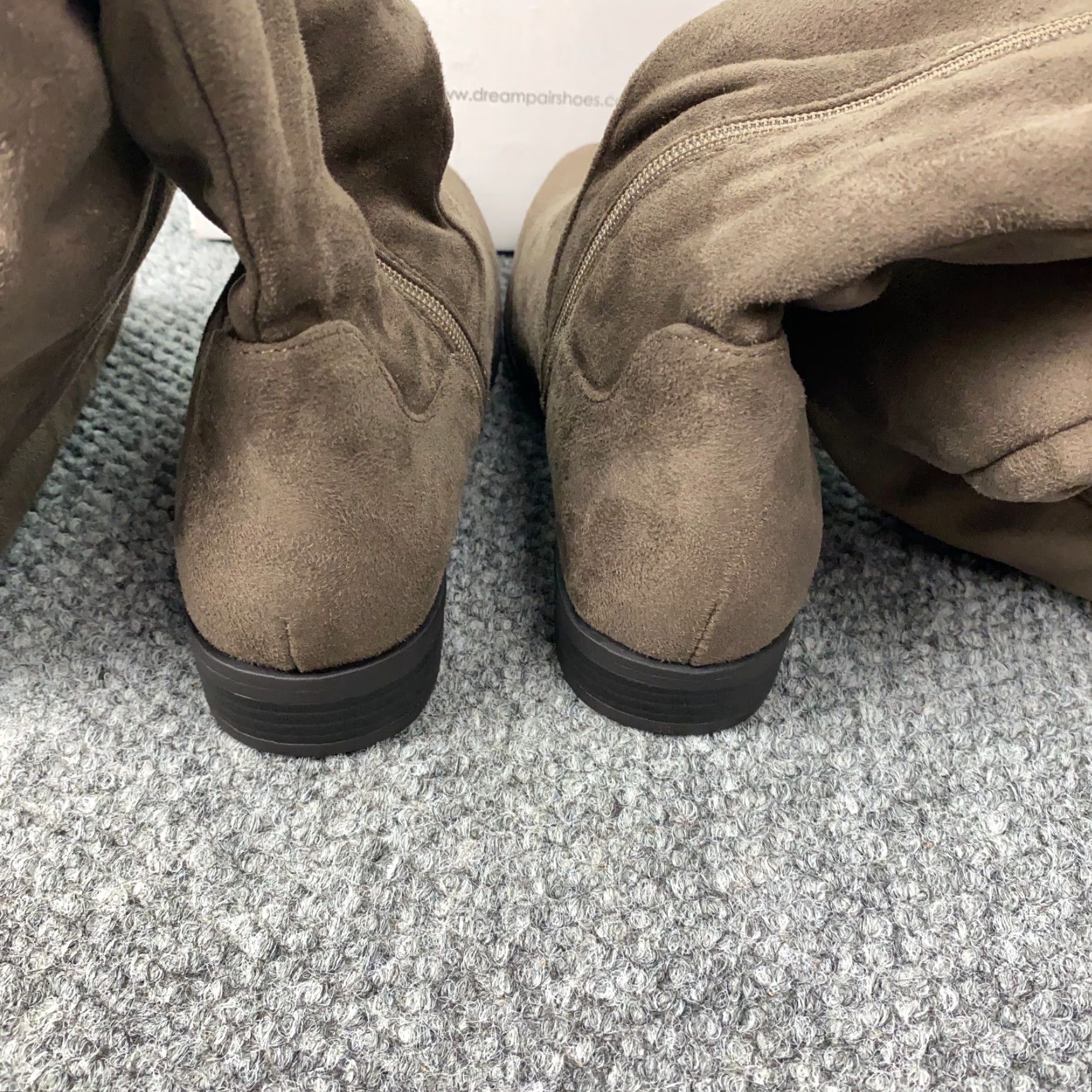 Vintage Dream Pairs Boots Womens Size 7 Khaki Suede Over Knee Zip Block Heel Riding Boot Women Boots Size US 6 / IT 36 - 2 Thumbnail