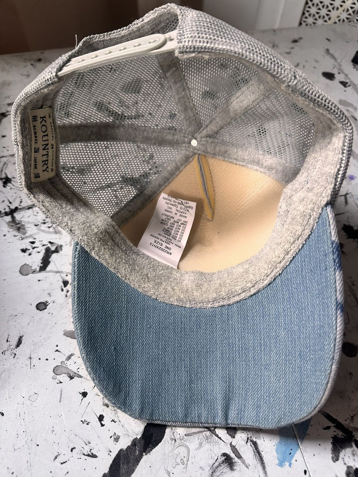 Kapital KAPITAL Kountry Blue/Gray Denim Patchwork Trucker Hat Size ONE SIZE - 2 Thumbnail