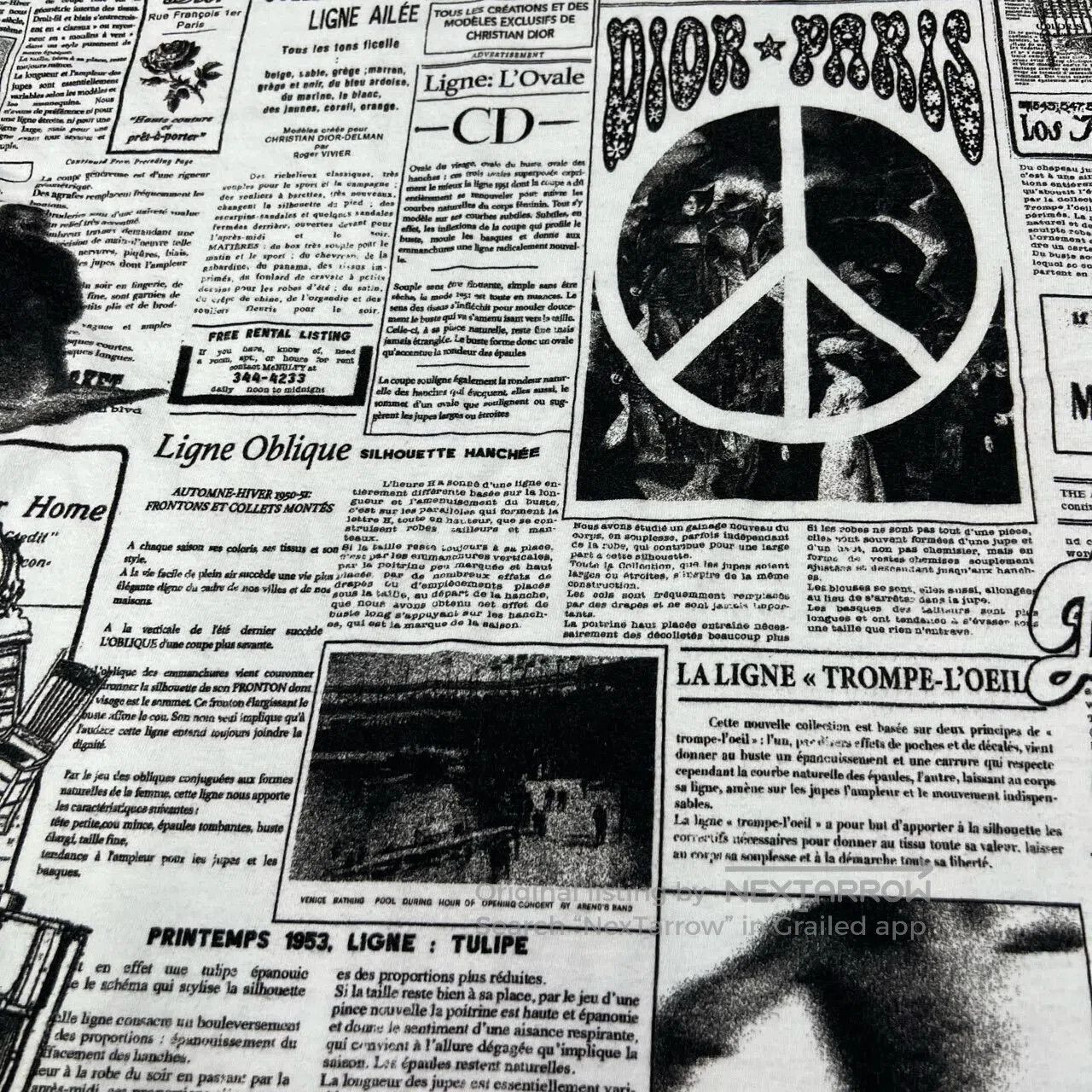 Dior Dior 23FW ERL Collaboration Peace & Love Newspaper Print S Size US XXL / EU 58 / 5 - 7 Thumbnail