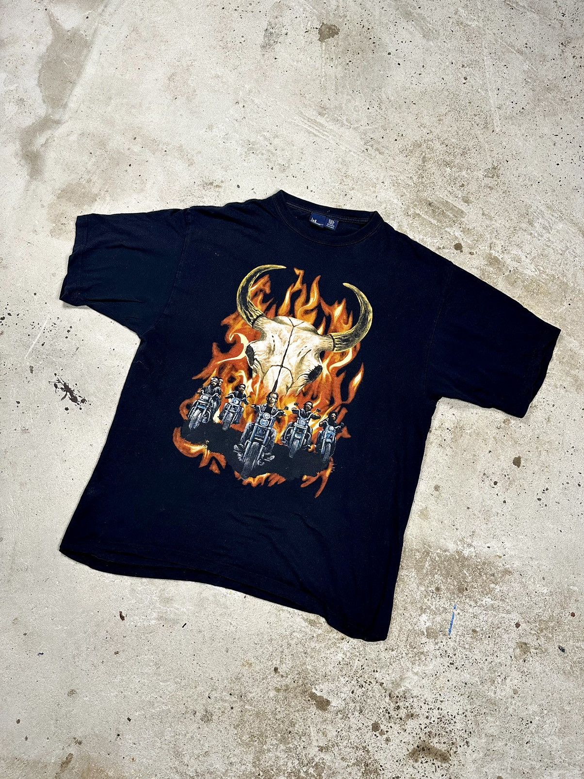 Harley Davidson Vintage Y2K Hell Skull Riders Flames Motorcycles Tee Size US XXL / EU 58 / 5 - 9 Thumbnail