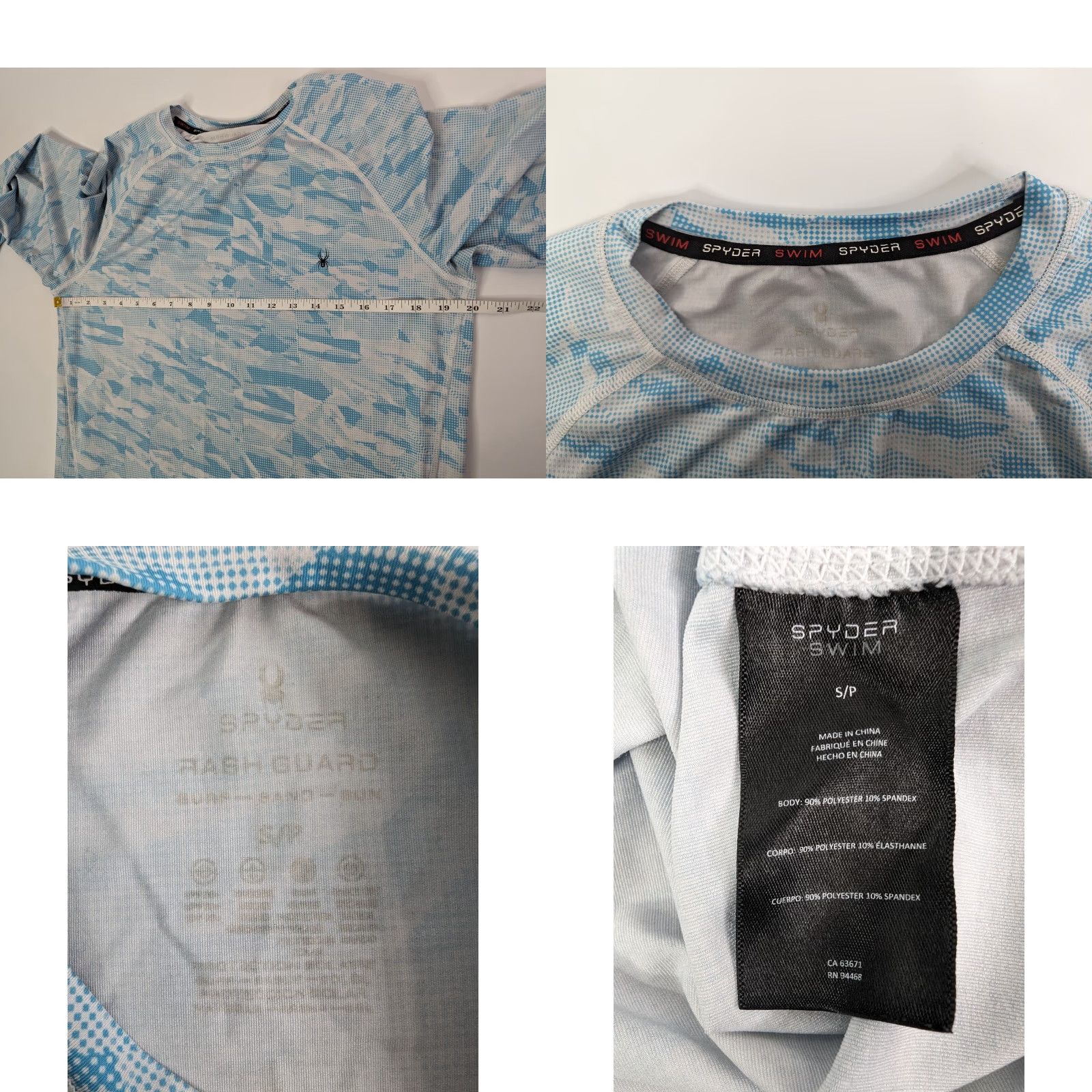 Spyder Spyder Rash Guard Shirt Mens Small Blue Camo Swim Surf 30+ UPF UV Protection All Seasons Breathable Moisture Wicking Lightweight Easy Care Size US S / EU 44-46 / 1 - 8 Thumbnail