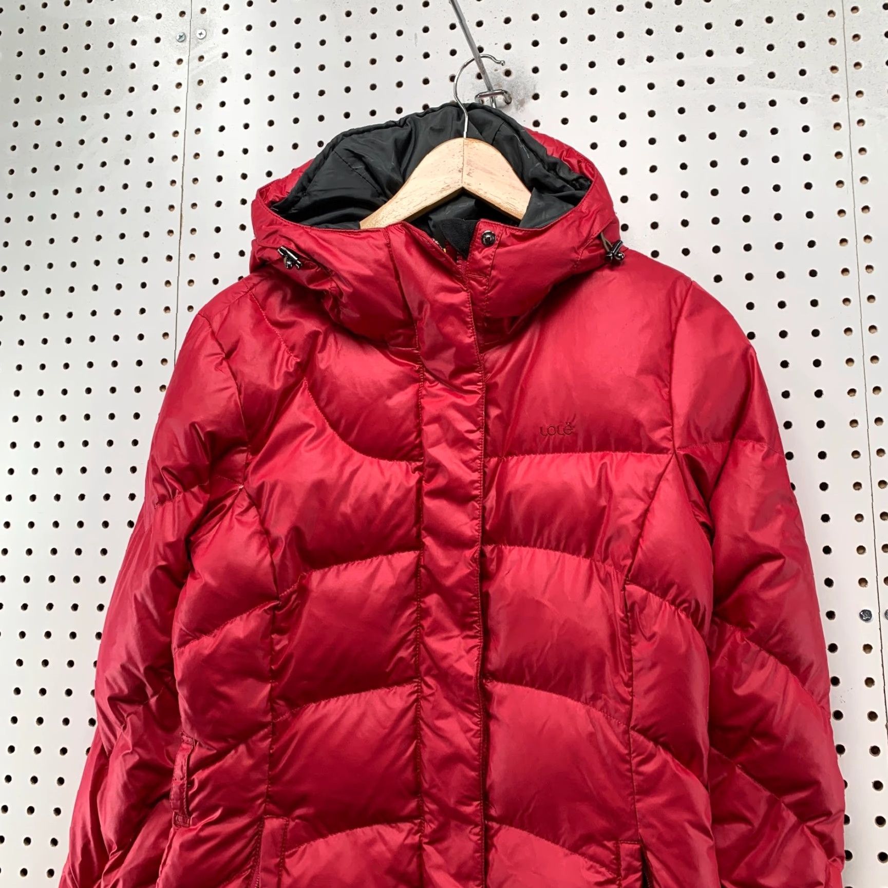 Vintage Lole Down Puffer Coat Womens M Red Quilted Long Hooded Parka Jacket Size M / US 6-8 / IT 42-44 - 7 Thumbnail