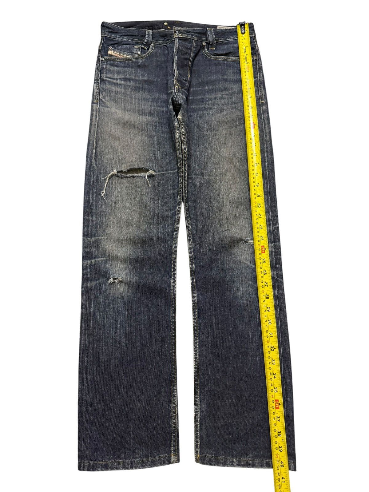 Diesel Vintage 90s Diesel Industry Blue Faded Wash Distress Jeans Size US 31 - 8 Thumbnail
