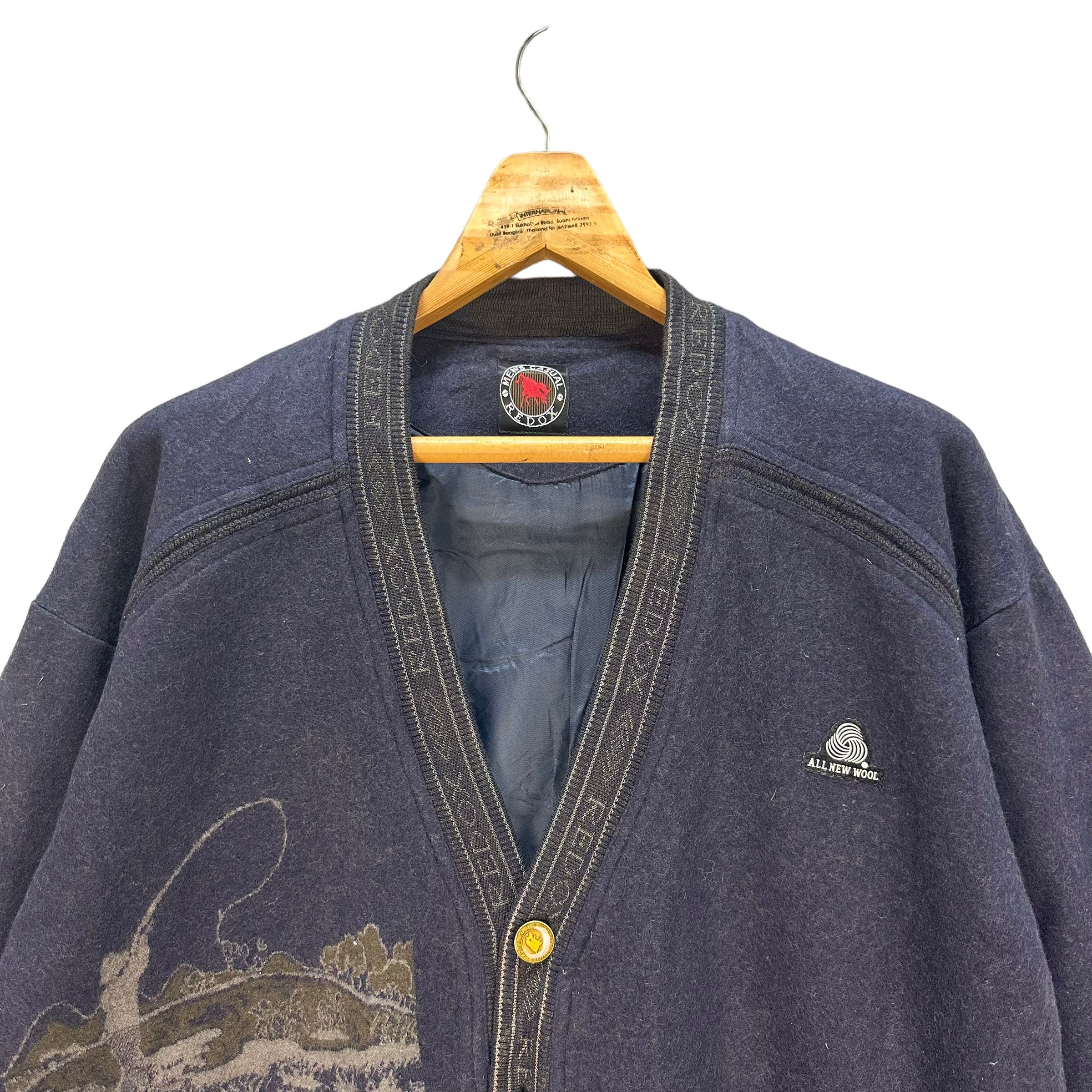 Japanese Brand REDOX FISHERMAN GRAPHIC WOOL CASUAL JACKET #8123-204 Size US XL / EU 56 / 4 - 4 Thumbnail