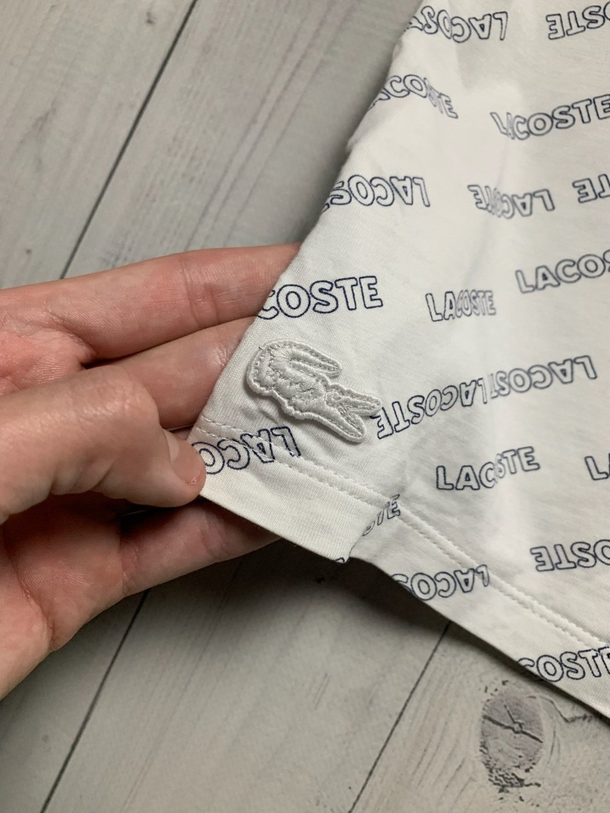 Lacoste × Vintage Lacoste monogram tee logo white rare size L Size US L / EU 52-54 / 3 - 3 Thumbnail