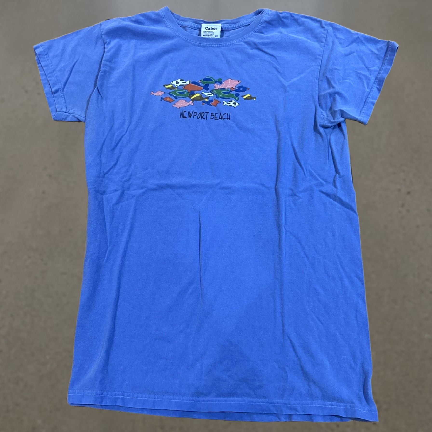 Vintage Newport Blue Womens T-Shirt Size Medium Blue Fish Crew Neck Short Sleeve Knit Cotton Regular All Seasons Beach Beer - Womens Size M / US 6-8 / IT 42-44 - 1 Thumbnail