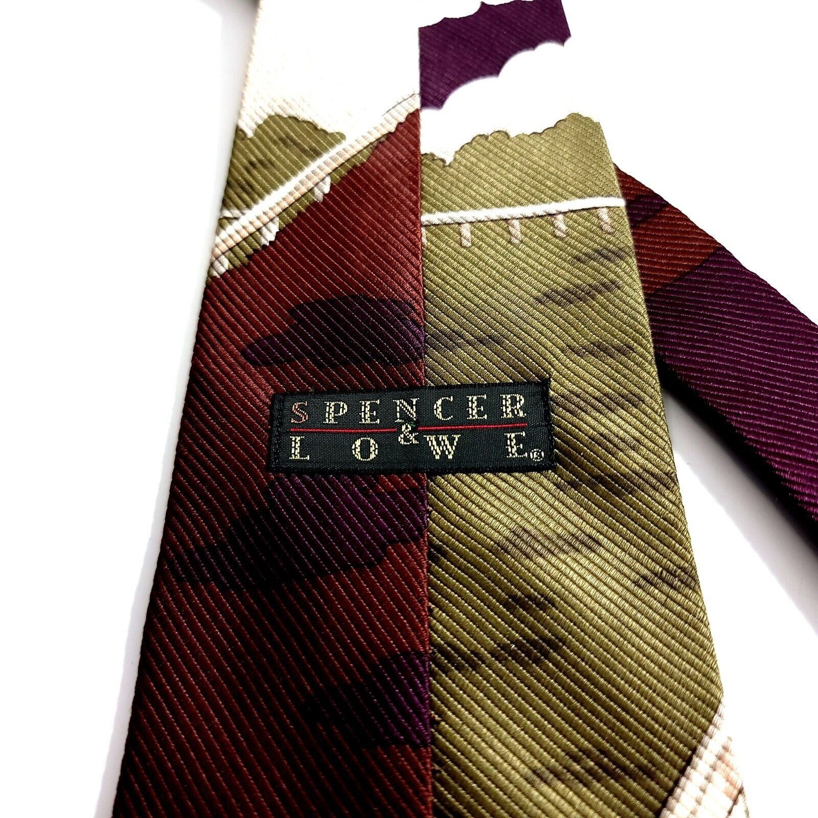 Vintage Spencer & Lowe Woven Red Brown Horse & Jockey Wide Silk Tie Size ONE SIZE - 3 Thumbnail
