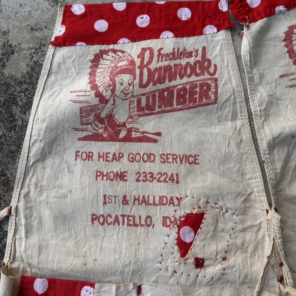 Vintage 60s Polka dot parchwork Lumber chieftain work apron Kapital Size ONE SIZE - 5 Thumbnail