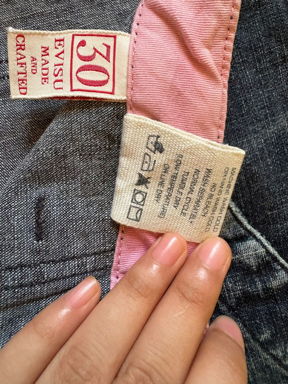 Evisu × Japanese Brand Vintage Evisu Donna Seagull Pocket Baggy Jean Shorts Size 33" - 12 Thumbnail