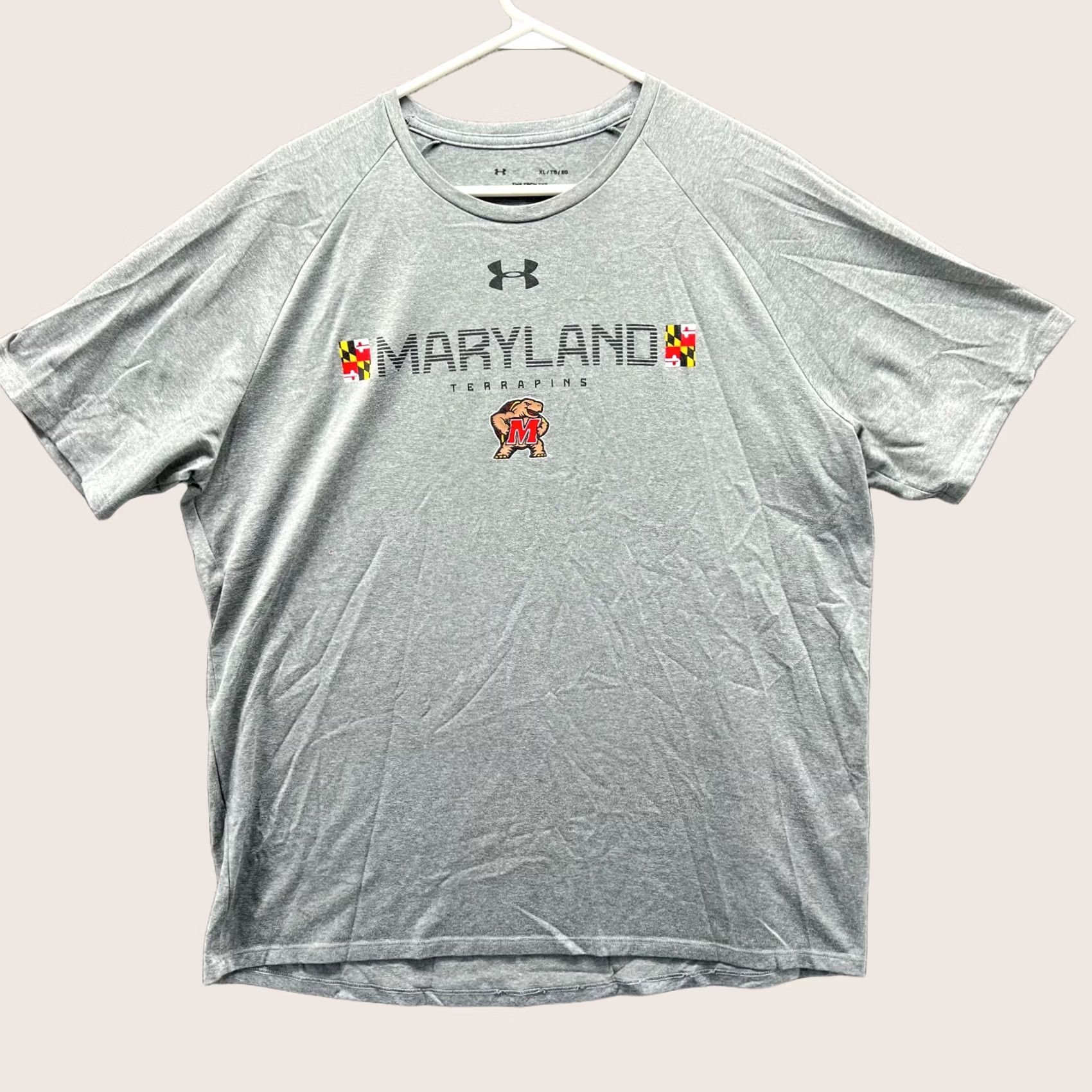 Under Armour VINTAGE Under Armour Shirt Mens XL Gray Crewneck Tech Tee Maryland Terrapins Football Size US XL / EU 56 / 4 - 1 Thumbnail