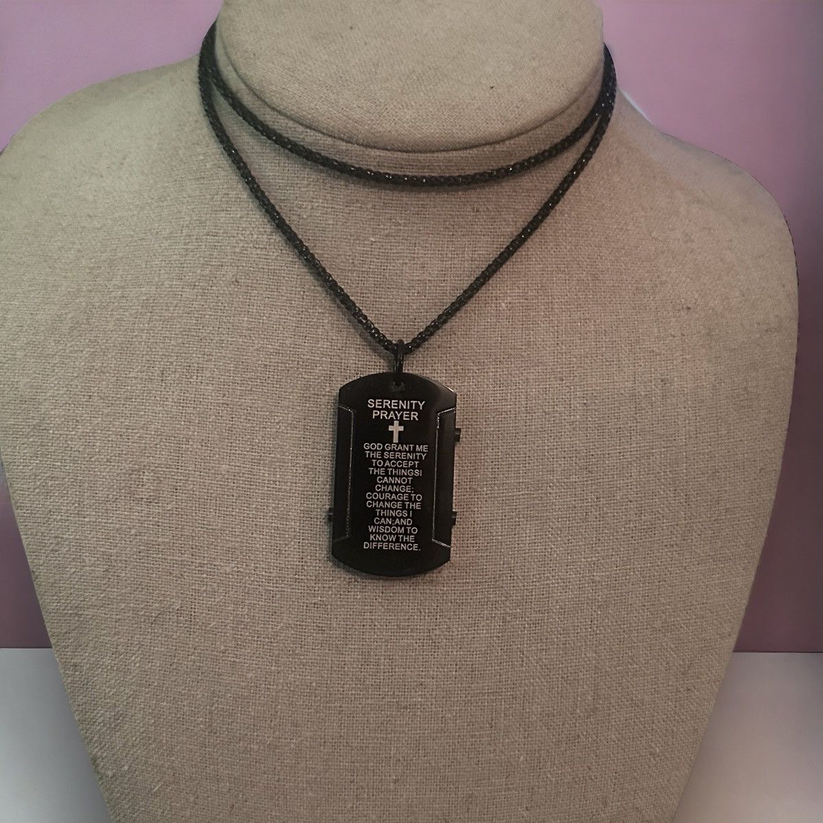 Other Black stainless steel serenity prayer dog tag necklace Size ONE SIZE - 1 Thumbnail