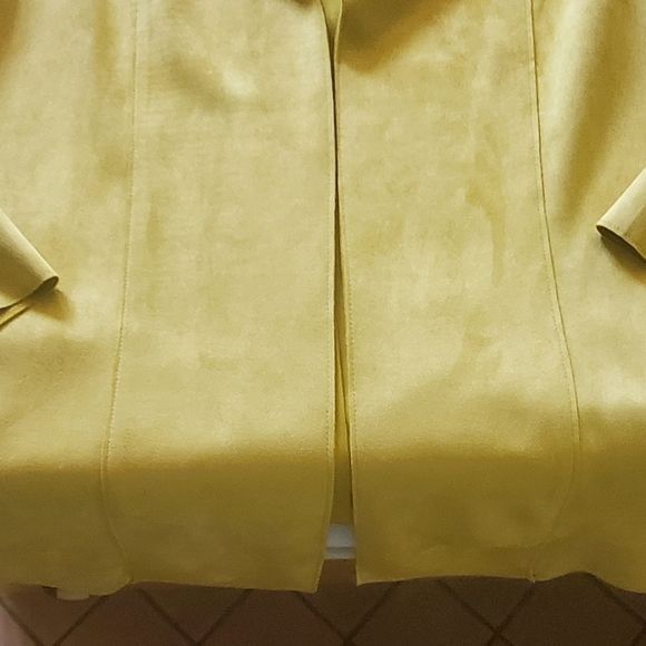 Designer Joan Vass Mustard Yellow Suede Long Sleeve Sz. L Jacket Size L / US 10 / IT 46 - 4 Thumbnail