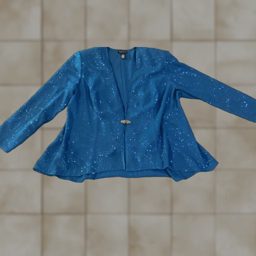 Vintage Maggie Barnes Jacket Womens 18W Blue Lined Regular Polyester Rayon Long Sleeve Fall Winter Stylish Basic Jacket Bodice? Size XXL / US 16-18 / IT 52-54 - 1 Thumbnail