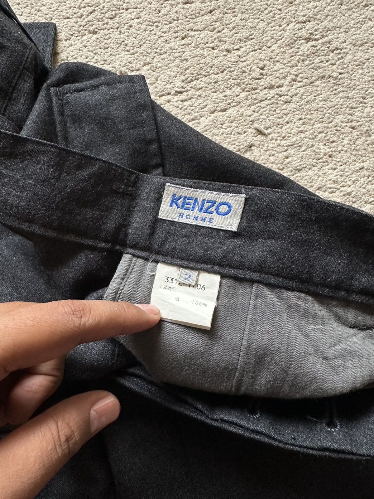 Kenzo 1990s Kenzo Homme Baggy Wool Pant Size US 30 / EU 46 - 8 Thumbnail
