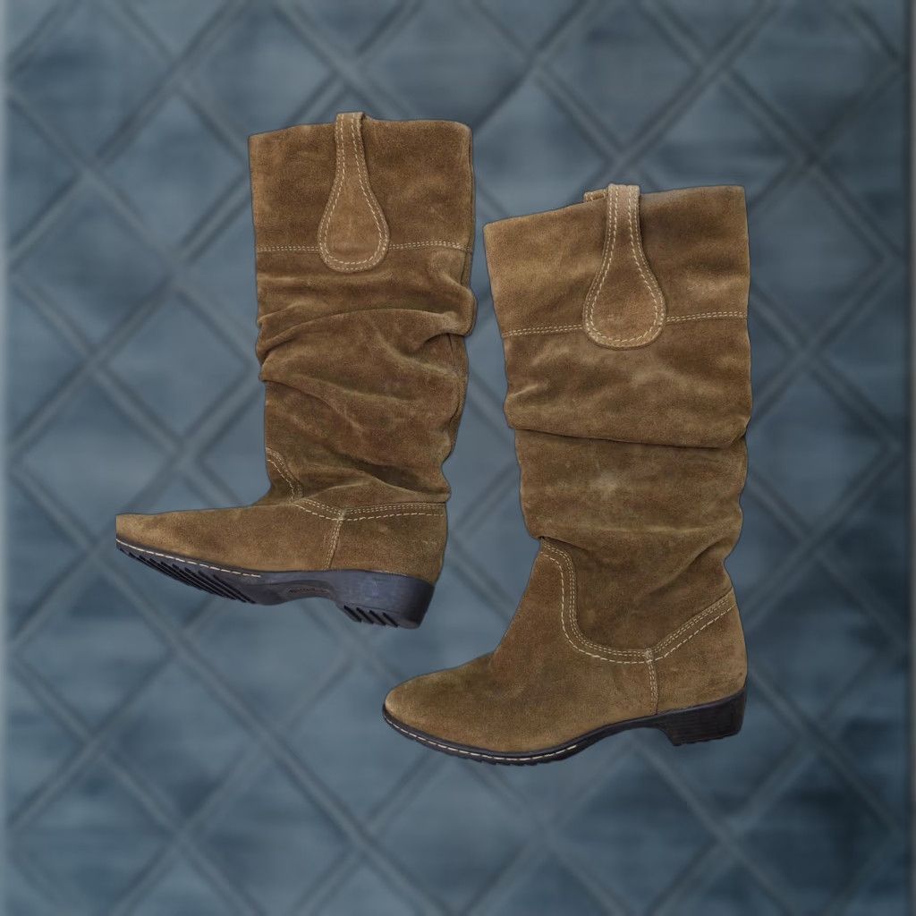 Vintage Sofft Boots Womens 6.5 Brown Suede Mid-Calf Pull On Block Heel Riding Boot Casual Fall Womens Mens? Size US 7 / IT 37 - 1 Thumbnail