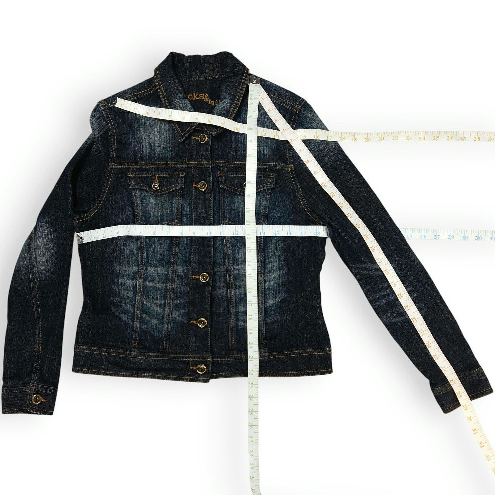 Other Rocks & Indigo Stretch Denim Trucker Jacket M Dark Wash Y2K Size M / US 6-8 / IT 42-44 - 6 Thumbnail