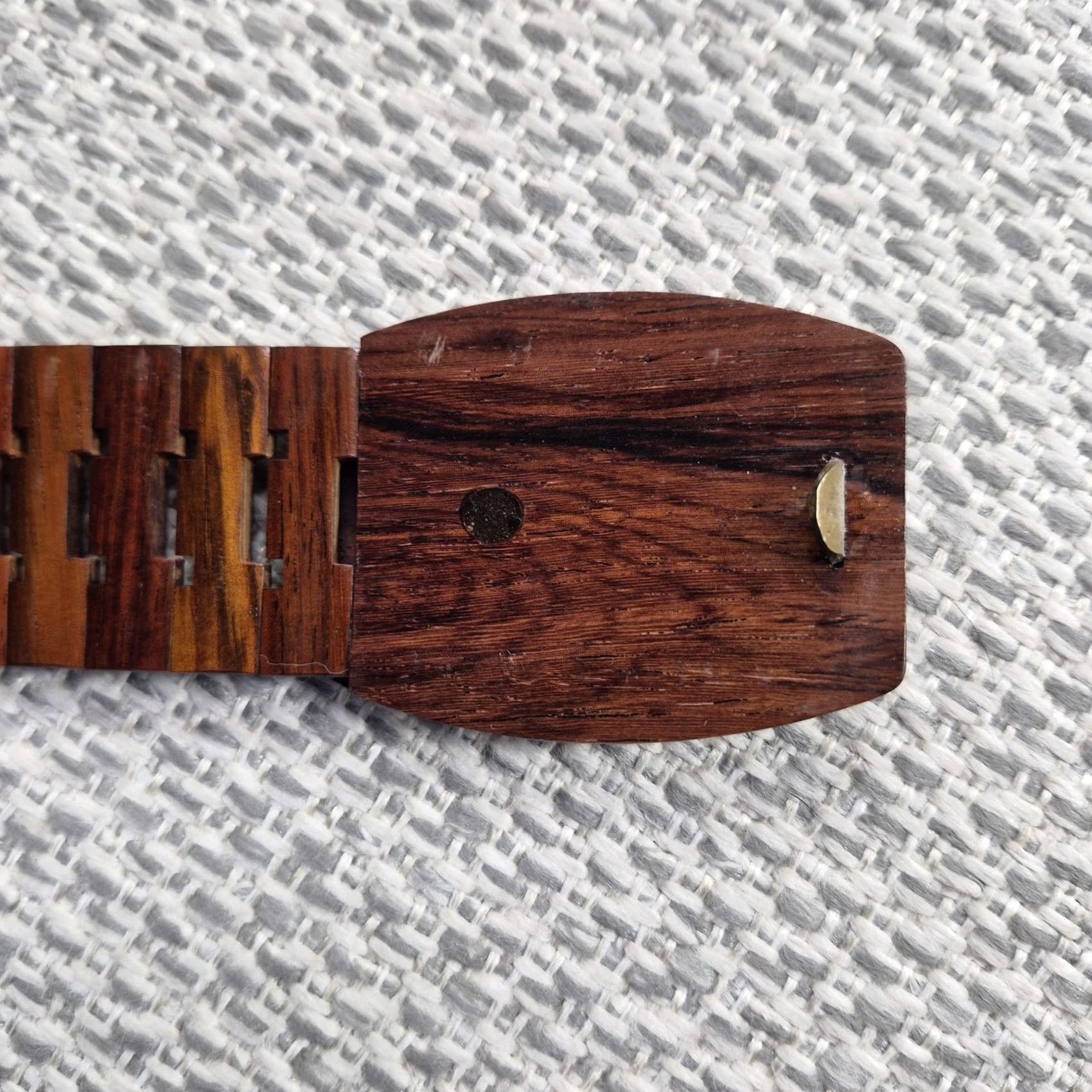 Vintage RARE Tiger Inlay Belt Wood Buckle Adult One Size 44 in. Adjustable Shell Brown Leather? Wood Belt Size ONE SIZE - 5 Thumbnail